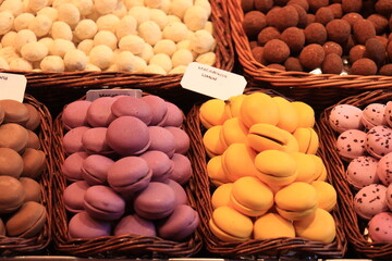 Purple and yellow Macarons