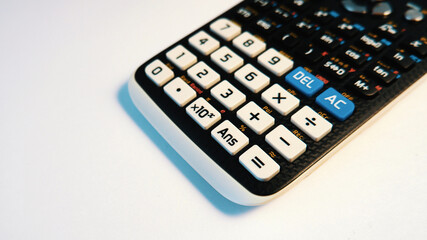 Close up shot of scientific calculator. Calculator for scientific calculations