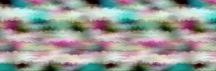 Funky summer ombre tie dye batik stripe border pattern. Seamless stain space dyed striped effect fashion trim edging. Washed out boho beach wear ribbon endless tape.