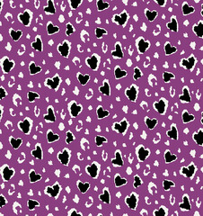 Seamless leopard heart pattern, animal print.