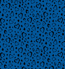 Seamless leopard heart pattern, animal print.