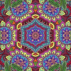 Colorful Mandala Flowers Pattern Boho Symmetrical 1133