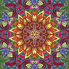 Colorful Mandala Flowers Pattern Boho Symmetrical 1130
