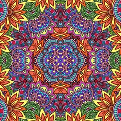 Colorful Mandala Flowers Pattern Boho Symmetrical 1098