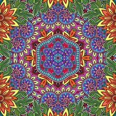 Colorful Mandala Flowers Pattern Boho Symmetrical 1097