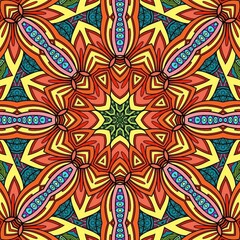 Colorful Mandala Flowers Pattern Boho Symmetrical 1086