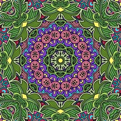 Colorful Mandala Flowers Pattern Boho Symmetrical 1008