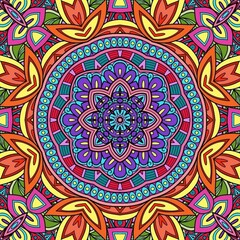 Colorful Mandala Flowers Pattern Boho Symmetrical 1001