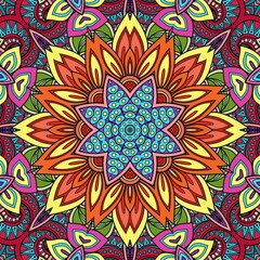 Colorful Mandala Flowers Pattern Boho Symmetrical 996