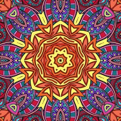 Colorful Mandala Flowers Pattern Boho Symmetrical 994