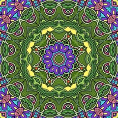 Colorful Mandala Flowers Pattern Boho Symmetrical 933