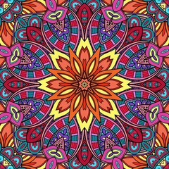 Colorful Mandala Flowers Pattern Boho Symmetrical 914