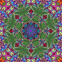 Colorful Mandala Flowers Pattern Boho Symmetrical 860
