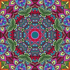 Colorful Mandala Flowers Pattern Boho Symmetrical 859