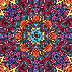 Colorful Mandala Flowers Pattern Boho Symmetrical 856