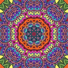 Colorful Mandala Flowers Pattern Boho Symmetrical 853