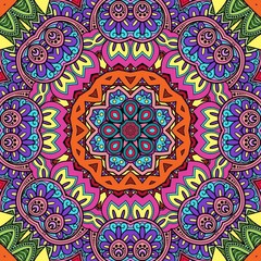 Colorful Mandala Flowers Pattern Boho Symmetrical 853