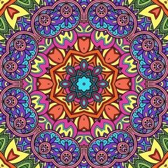Colorful Mandala Flowers Pattern Boho Symmetrical 852