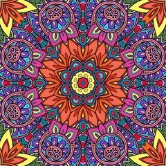 Fototapeta premium Colorful Mandala Flowers Pattern Boho Symmetrical 851