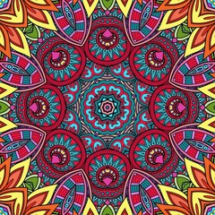 Colorful Mandala Flowers Pattern Boho Symmetrical 848
