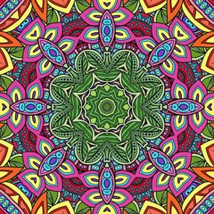 Colorful Mandala Flowers Pattern Boho Symmetrical 846