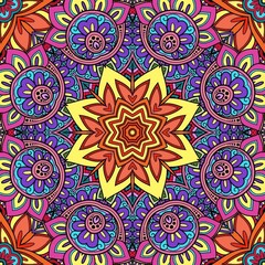 Colorful Mandala Flowers Pattern Boho Symmetrical 842