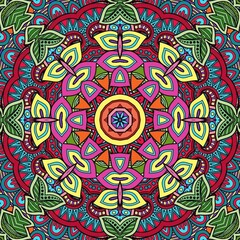 Colorful Mandala Flowers Pattern Boho Symmetrical 838