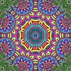 Colorful Mandala Flowers Pattern Boho Symmetrical 833