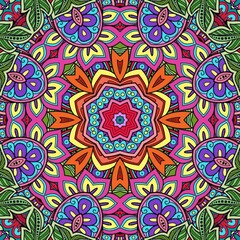 Colorful Mandala Flowers Pattern Boho Symmetrical 832