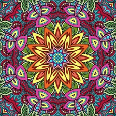 Colorful Mandala Flowers Pattern Boho Symmetrical 831