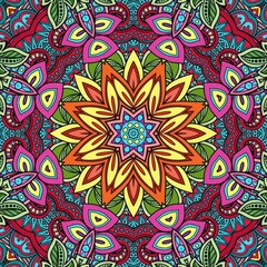 Colorful Mandala Flowers Pattern Boho Symmetrical 831
