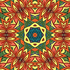Colorful Mandala Flowers Pattern Boho Symmetrical 797
