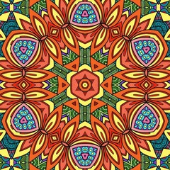 Fototapeta premium Colorful Mandala Flowers Pattern Boho Symmetrical 795