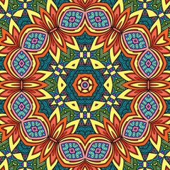 Colorful Mandala Flowers Pattern Boho Symmetrical 787