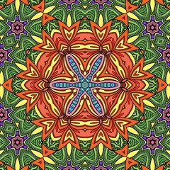 Colorful Mandala Flowers Pattern Boho Symmetrical 755
