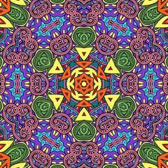 Colorful Mandala Flowers Pattern Boho Symmetrical 739