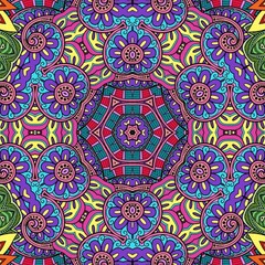 Colorful Mandala Flowers Pattern Boho Symmetrical 737