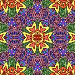 Colorful Mandala Flowers Pattern Boho Symmetrical 730