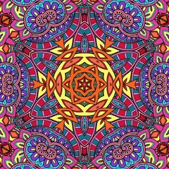 Colorful Mandala Flowers Pattern Boho Symmetrical 680