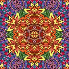 Colorful Mandala Flowers Pattern Boho Symmetrical 675