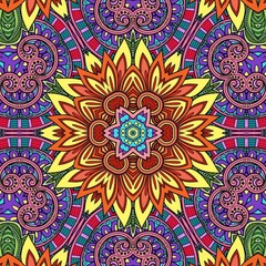 Colorful Mandala Flowers Pattern Boho Symmetrical 665