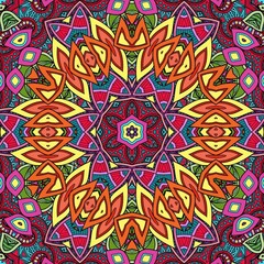 Colorful Mandala Flowers Pattern Boho Symmetrical 653