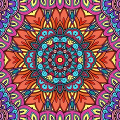 Colorful Mandala Flowers Pattern Boho Symmetrical 606