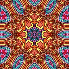 Colorful Mandala Flowers Pattern Boho Symmetrical 583