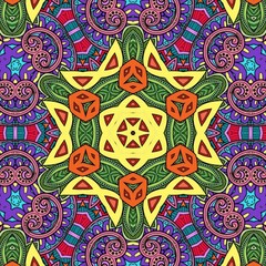 Colorful Mandala Flowers Pattern Boho Symmetrical 528