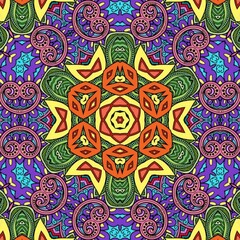 Colorful Mandala Flowers Pattern Boho Symmetrical 515