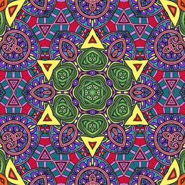 Colorful Mandala Flowers Pattern Boho Symmetrical 513