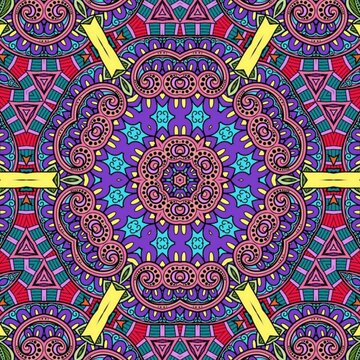 Colorful Mandala Flowers Pattern Boho Symmetrical 511