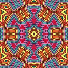 Colorful Mandala Flowers Pattern Boho Symmetrical 349