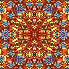 Colorful Mandala Flowers Pattern Boho Symmetrical 313
